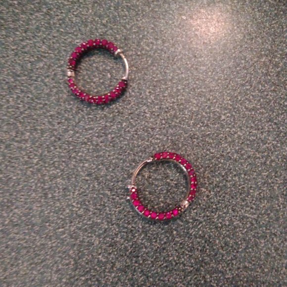 Ruby Hoop Earrings - Picture 1 of 4